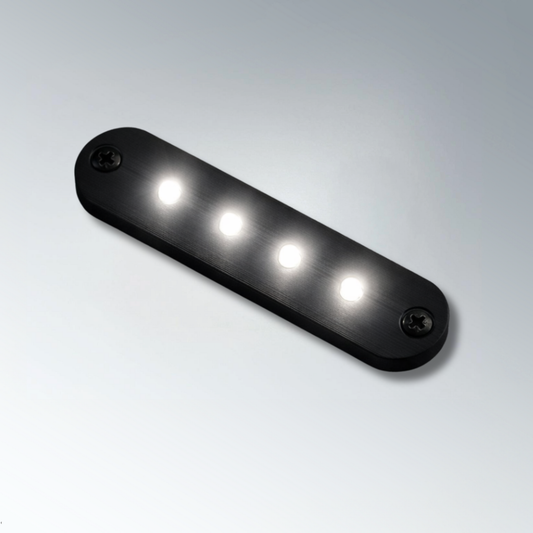 Lampe de courtoisie à LED série 1018 12 V en aluminium noir et lumière blanche