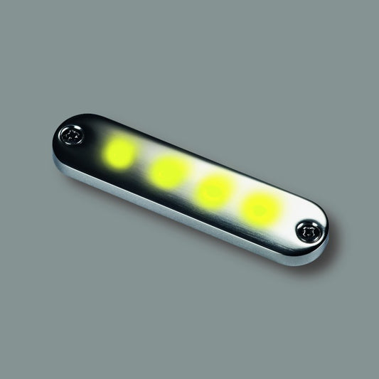 Lampe de courtoisie à LED série 1016 12 V en acier inoxydable, lumière jaune